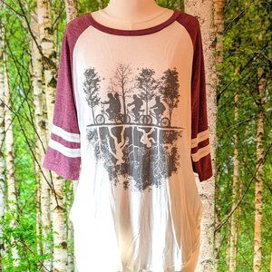 Stranger Things The Upside Down Graphic Raglan Sleeve Baseball Tee, By Netflix